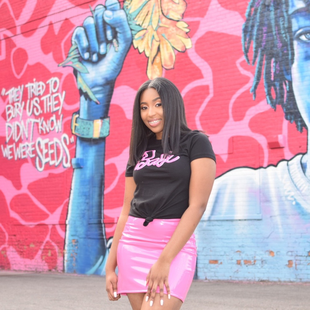 Pink vinyl skirt